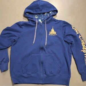 Disney Blue 50th Anniversary Hoodie with Gold Disney World Design